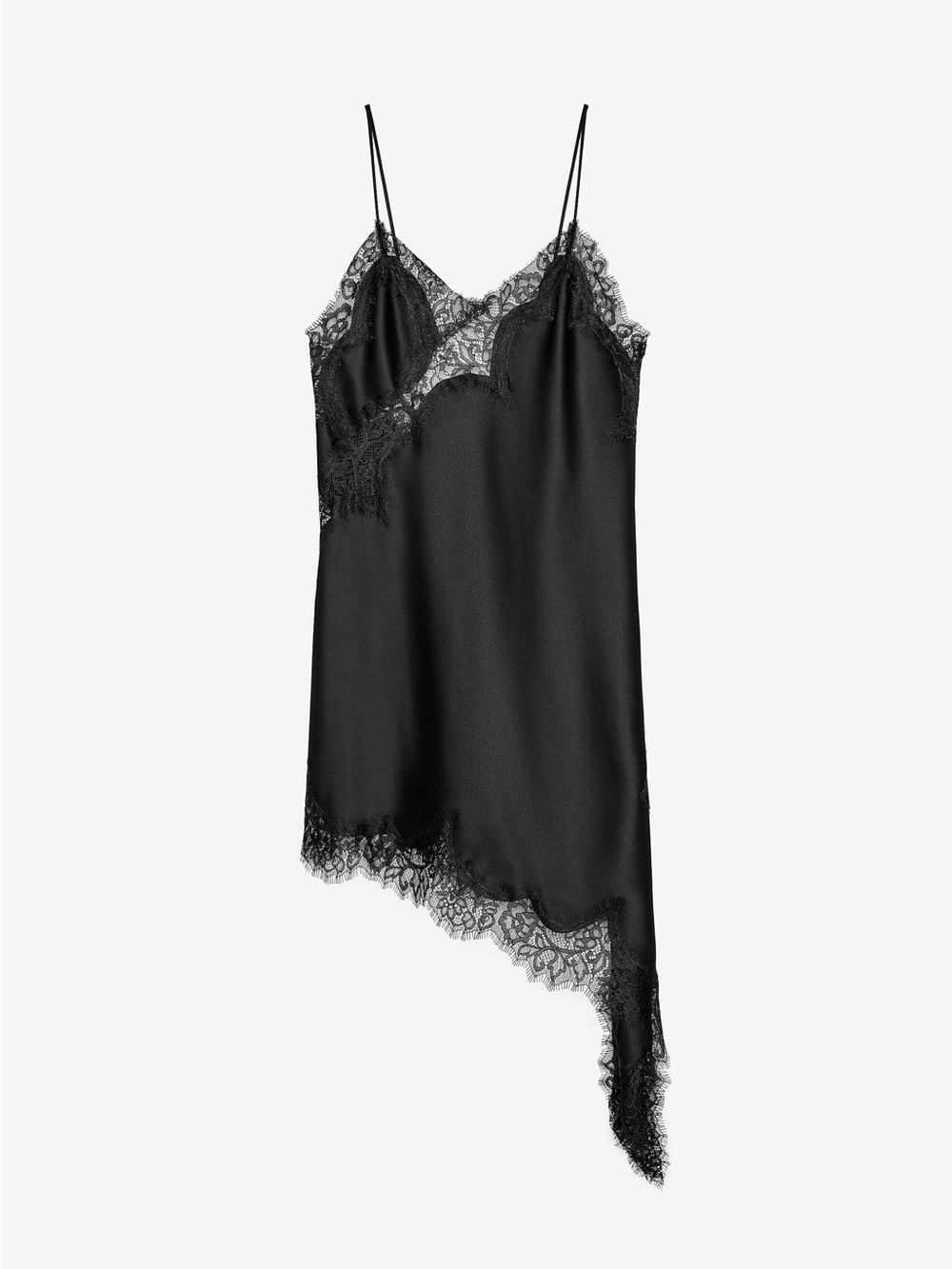 NWT Zara Asymmetric Lace Dress Black XS